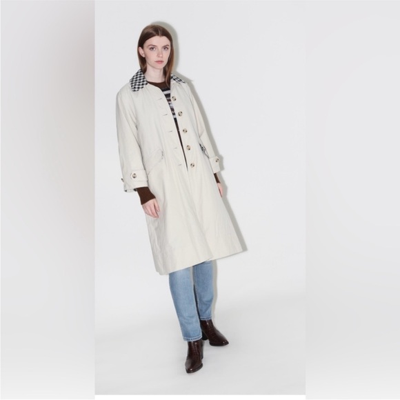 Barbour by Alexa Chung Glenda gingham long trench coat - Picture 3 of 14